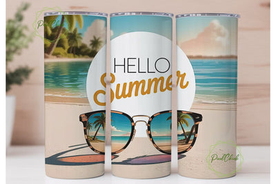 Sunny Beach Vibes 20oz Tumbler Sublimation PixelChick 