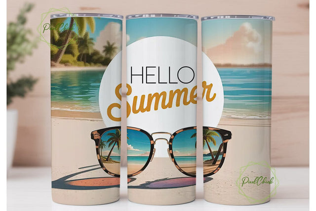 Sunny Beach Vibes 20oz Tumbler Sublimation PixelChick 