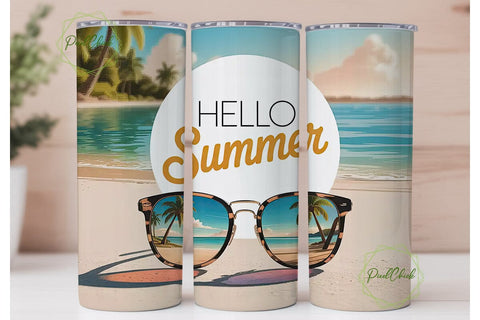 Sunny Beach Vibes 20oz Tumbler Sublimation PixelChick 