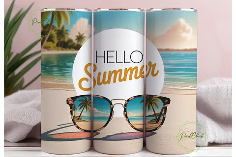Sunny Beach Vibes 20oz Tumbler Sublimation PixelChick 