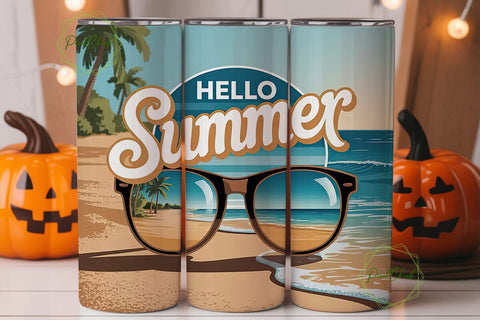 Sunny Beach Vibes 20oz Tumbler Sublimation PixelChick 