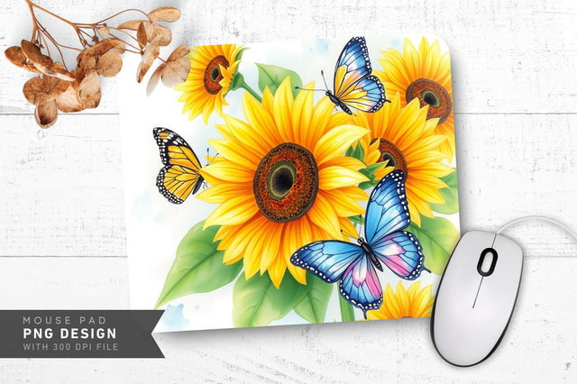 Sunny Butterfly Field Mousepad Design Sublimation Regulrcrative 