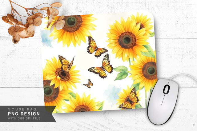 Sunny Butterfly Field Mousepad Sublimation Regulrcrative 