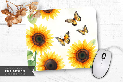 Sunny Butterfly Field Mousepad Sublimation Regulrcrative 