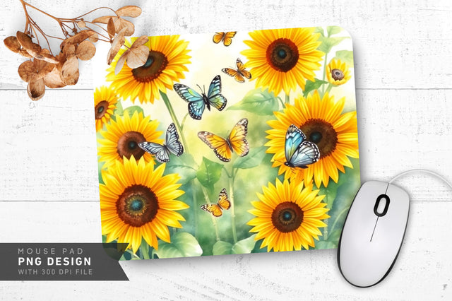 Sunny Butterfly Field Mousepad Sublimation Regulrcrative 