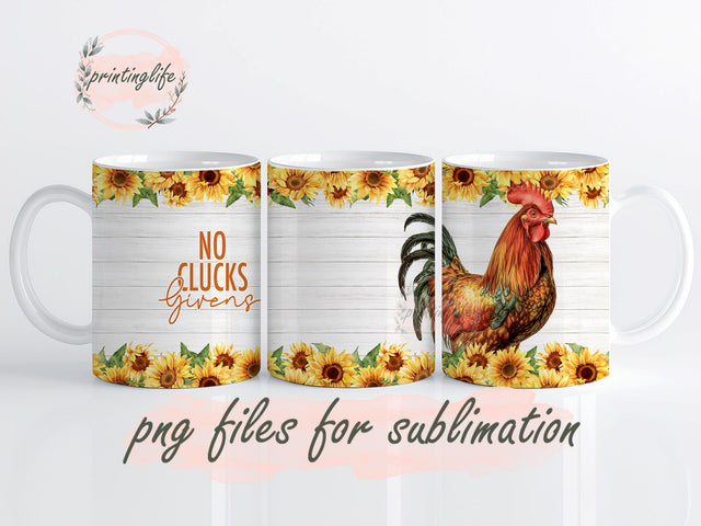 Sunny Chicken Mug Wrap Design, Instant Digital Design Download Mug Wrap Design, Mug Design PNG Sublimation PrintingLife 