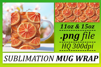 Sunny Citrus Mug Wrap: Luscious Fruit Patterns Sublimation afrosvg 
