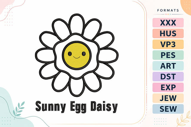 Sunny Egg Daisy Cute Kawaii Flower Machine Embroidery Design Embroidery/Applique DESIGNS sg embroidery 