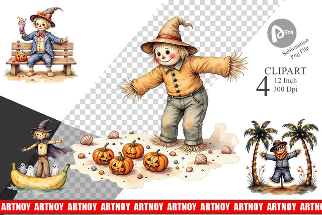 Sunny Scarecrow Fun Clipart Sublimation artnoy 