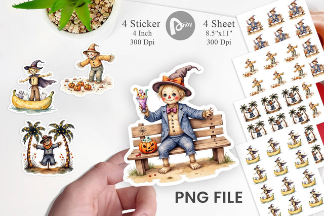 Sunny Scarecrow Fun Sticker Sublimation artnoy 