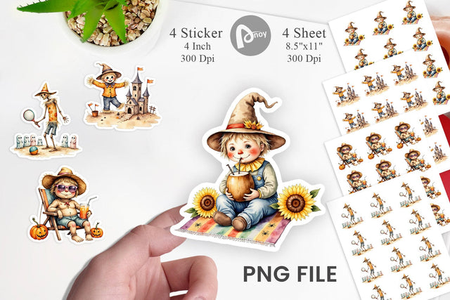 Sunny Scarecrow Fun Sticker Sublimation artnoy 