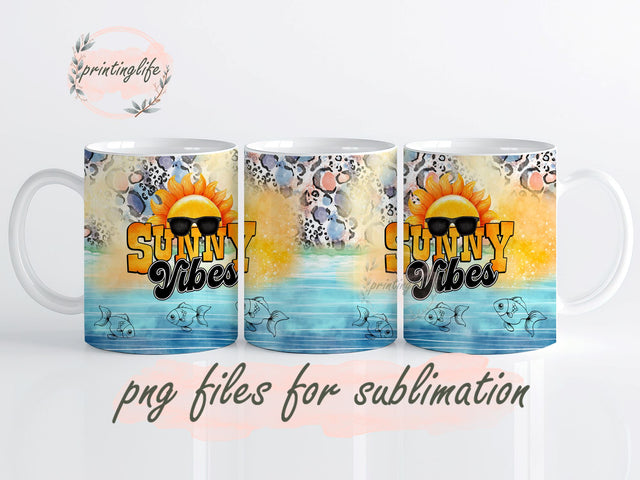 Sunny vibes Mug Wrap Design, Instant Digital Design Download Mug Wrap Design, Mug Design PNG Sublimation PrintingLife 