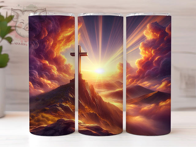 Sunrise Faith Cross Tumbler, Religious Tumbler Design, Stylish 20oz Wrap, Sublimation Design, Trendy Gift Idea, Faith Cross Wrap, Inspirational Sunrise Tumbler Sublimation Lara' s Designs 