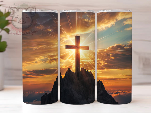 Sunrise Faith Cross Tumbler, Religious Tumbler Design, Stylish 20oz Wrap, Sublimation Design, Trendy Gift Idea, Faith Cross Wrap, Inspirational Sunrise Tumbler Sublimation Lara' s Designs 
