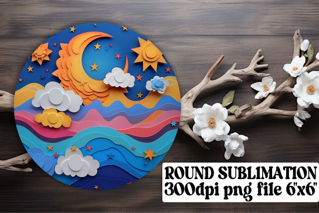 Sunrise Serenity: Keychain & Car Coaster Bundle Sublimation afrosvg 