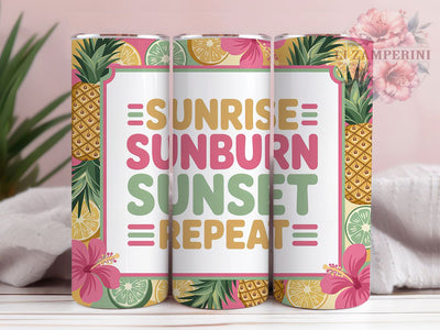 Sunrise Sunburn Sunset 20oz Tumbler, Sunrise Sunburn Sunset Quote, Beach Vibes Phrase, Sublimation Tumbler Wrap, 20oz Tumbler, Coastal Summer Gift, Bright Ocean Style Sublimation Li Zamperini 