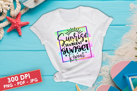 Sunrise Sunburn Sunset Repeat, Summer Sublimation Sublimation CraftLabSVG 