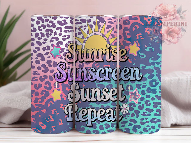 Sunrise Sunscreen Sunset Repeat 20oz Tumbler, Summer Tumbler, Sunrise Tumbler, Sunset Tumbler, Vacation Tumbler, 20oz Sublimation Wrap, Tropical Tumbler Sublimation Li Zamperini 