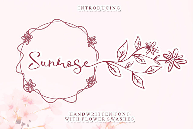 Sunrose - Handwritten Font with Flower Swashes Font Afandi Studio 