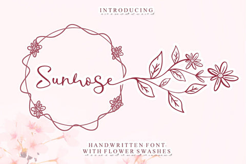 Sunrose - Handwritten Font with Flower Swashes Font Afandi Studio 