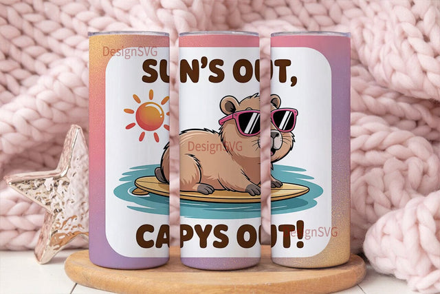 Sun's Out Capys Out 20oz Tumbler Wrap Sublimation DesignSVG 