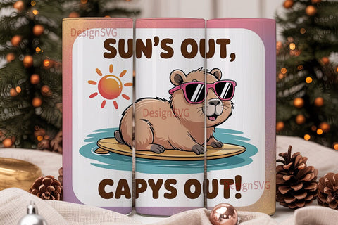 Sun's Out Capys Out 20oz Tumbler Wrap Sublimation DesignSVG 