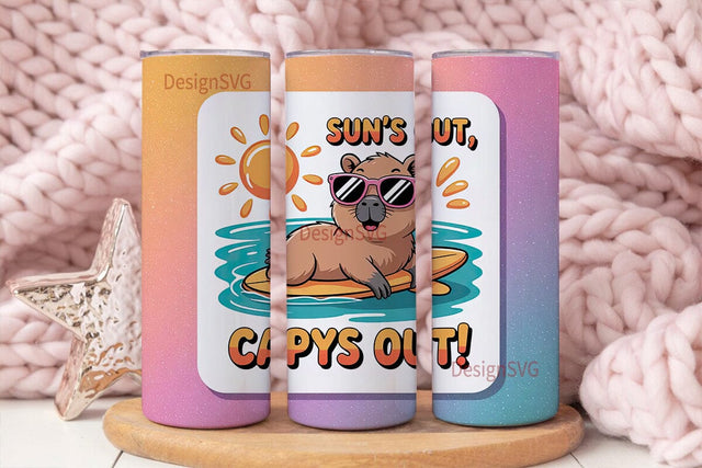 Sun's Out Capys Out 20oz Tumbler Wrap Sublimation DesignSVG 