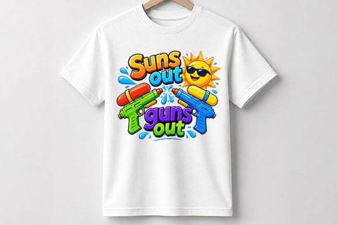 Suns Out Guns Out PNG Funny Summer Water Gun Sublimation Design SVG BillahCrafts 