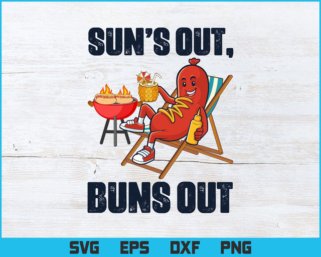 Suns Out Hot Dog Buns Out Funny Sausage BBQ Food Lover Gift T-Shirt Design Svg Png Files SVG DesignDestine 