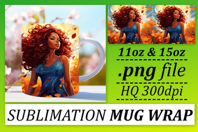Sunset Afro Beauty Mug Wrap Design Sublimation afrosvg 