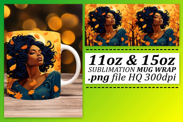 Sunset Afro Woman Mug Sublimation Sublimation afrosvg 