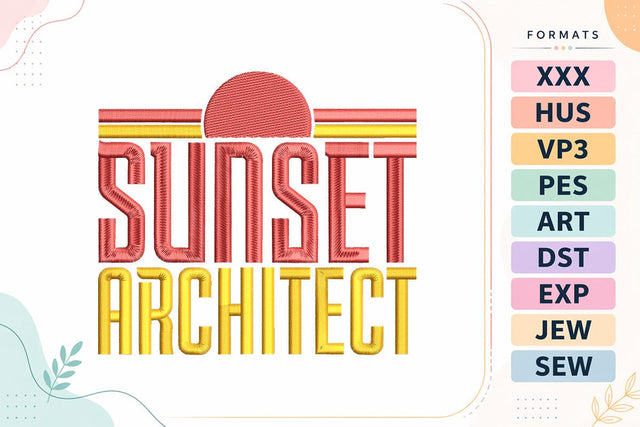 Sunset Architect Retro Summer Quote Embroidery Design Embroidery/Applique DESIGNS sg embroidery 