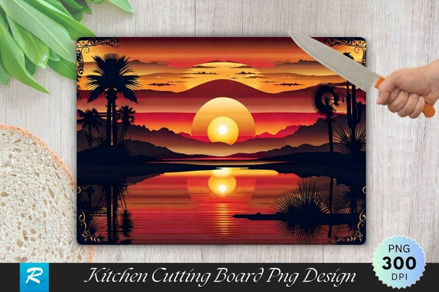 Sunset Background Cutting Board PNG Sublimation Regulrcrative 