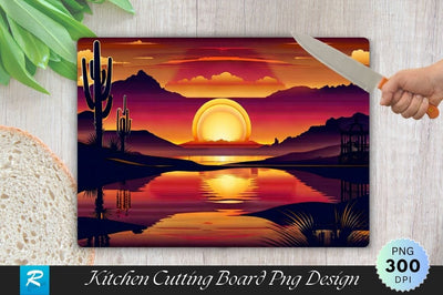 Sunset Background Cutting Board PNG Sublimation Regulrcrative 