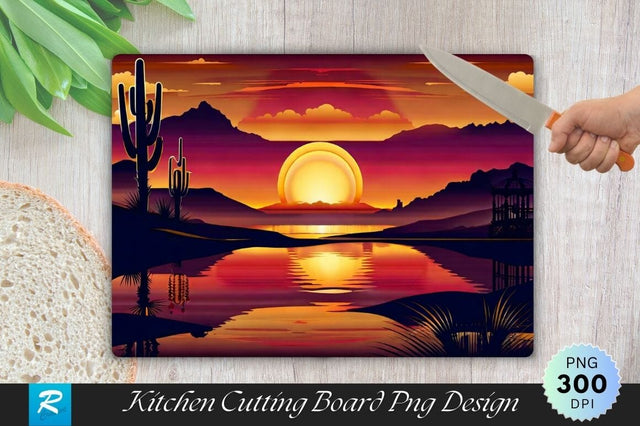 Sunset Background Cutting Board PNG Sublimation Regulrcrative 