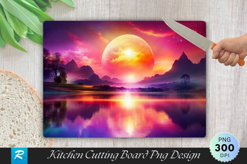 Sunset Background Cutting Board PNG Sublimation Regulrcrative 
