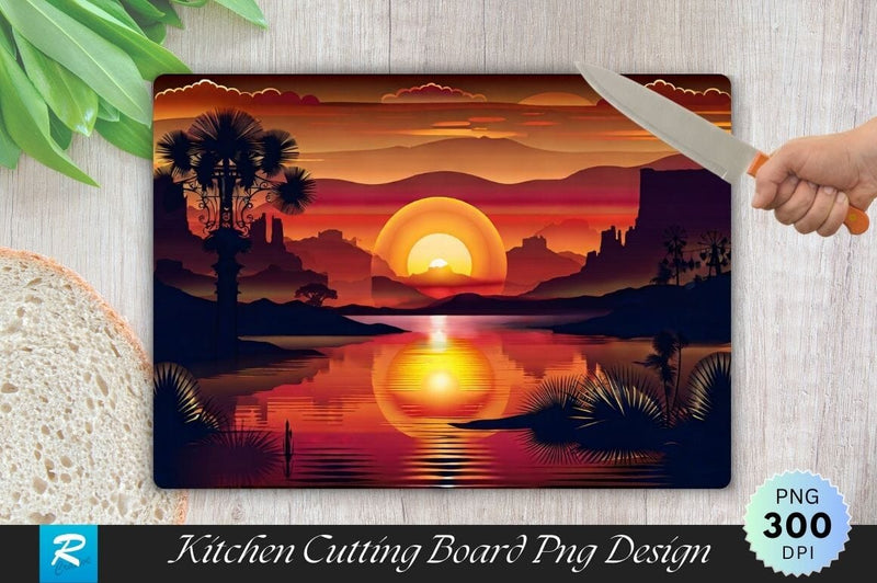 Sunset Background Cutting Board PNG Sublimation Regulrcrative 