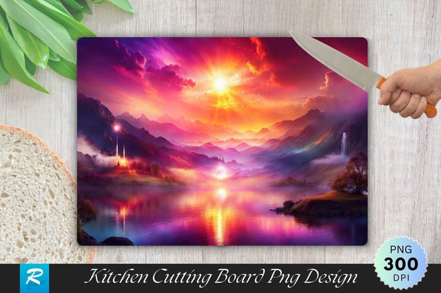 Sunset Background Cutting Board PNG Sublimation Regulrcrative 