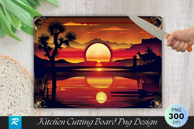 Sunset Background Cutting Board PNG Sublimation Regulrcrative 