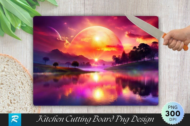 Sunset Background Cutting Board PNG Sublimation Regulrcrative 