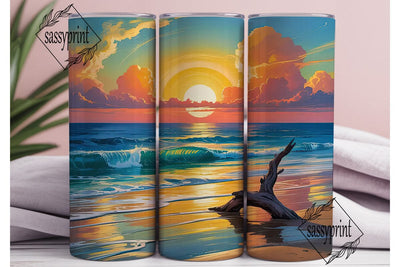 Sunset Beach 20oz Tumbler Wrap Sublimation sassyprint 