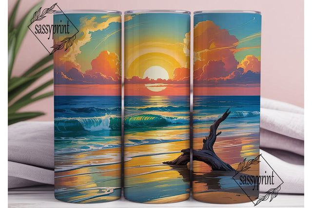 Sunset Beach 20oz Tumbler Wrap Sublimation sassyprint 