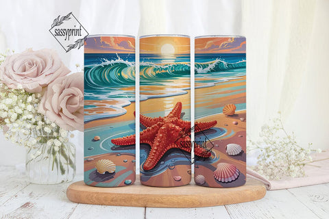 Sunset Beach 20oz Tumbler Wrap Sublimation sassyprint 