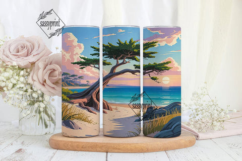 Sunset Beach 20oz Tumbler Wrap Sublimation sassyprint 
