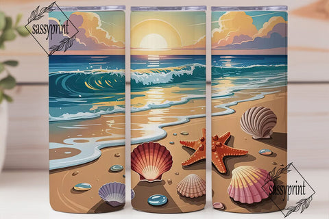 Sunset Beach 20oz Tumbler Wrap Sublimation sassyprint 