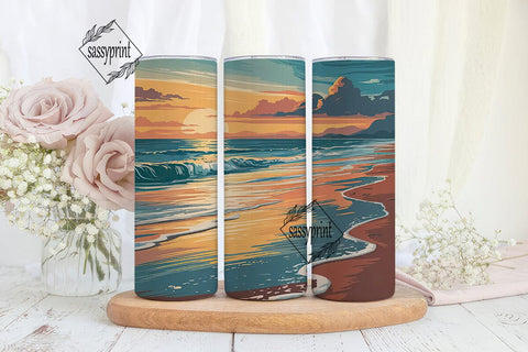 Sunset Beach 20oz Tumbler Wrap Sublimation sassyprint 
