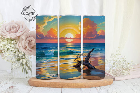Sunset Beach 20oz Tumbler Wrap Sublimation sassyprint 