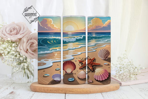 Sunset Beach 20oz Tumbler Wrap Sublimation sassyprint 