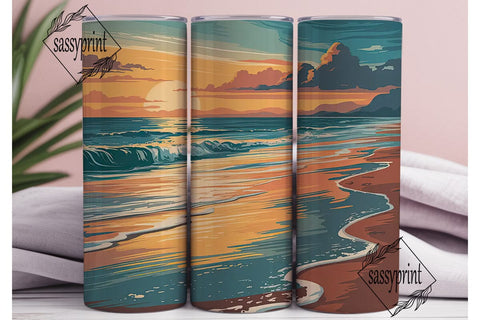 Sunset Beach 20oz Tumbler Wrap Sublimation sassyprint 