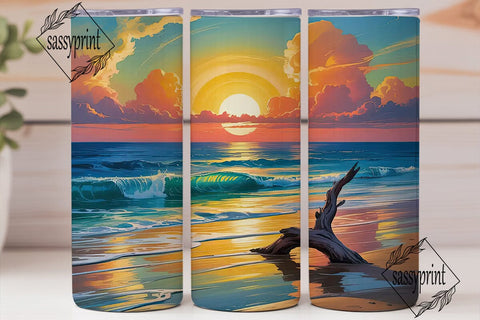 Sunset Beach 20oz Tumbler Wrap Sublimation sassyprint 